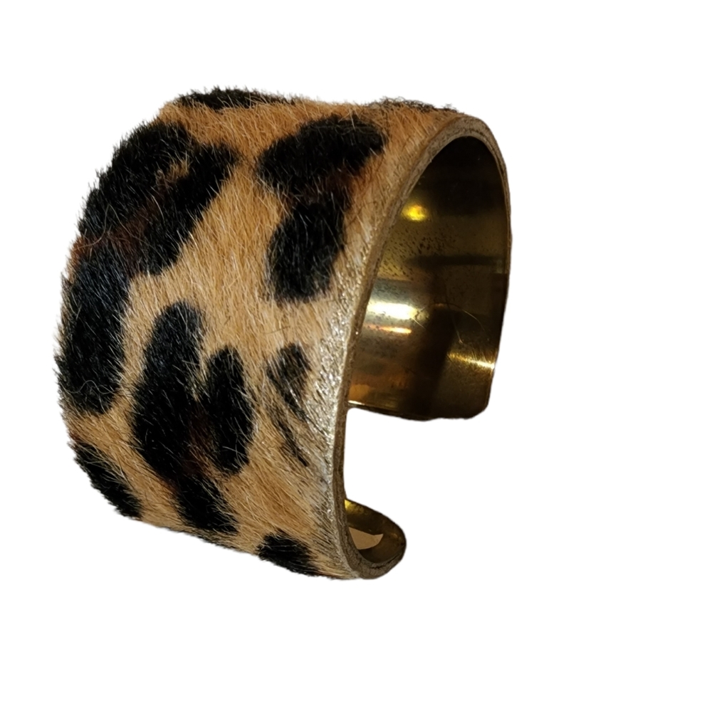 Masai Mara Calf Hair Leopard Cat Cuff Bracelet